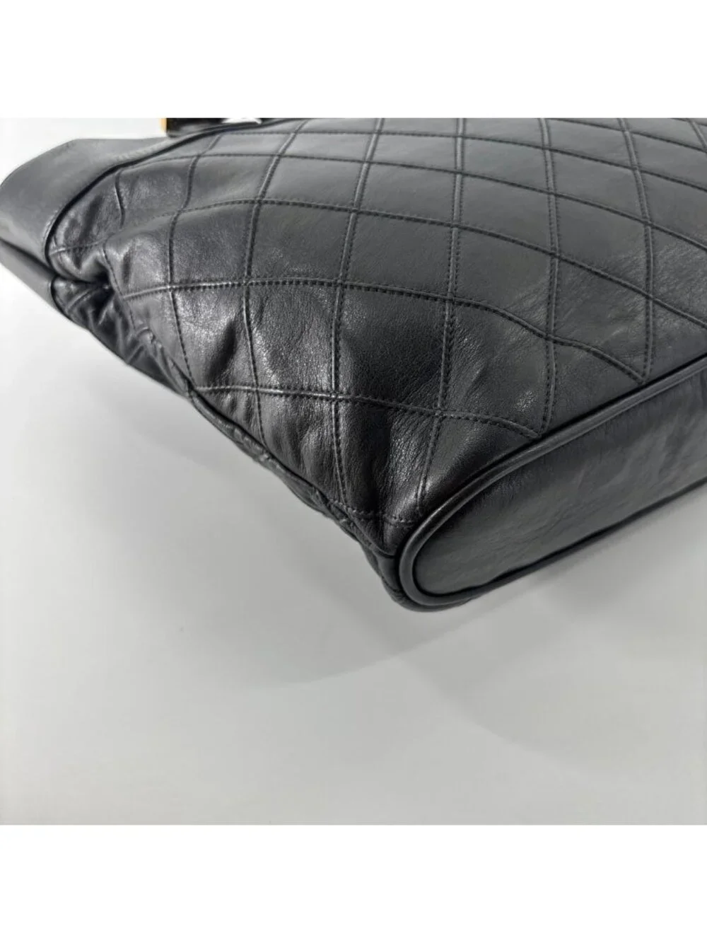 Chanel Bicolor Chain Tote Shoulder Bag Black